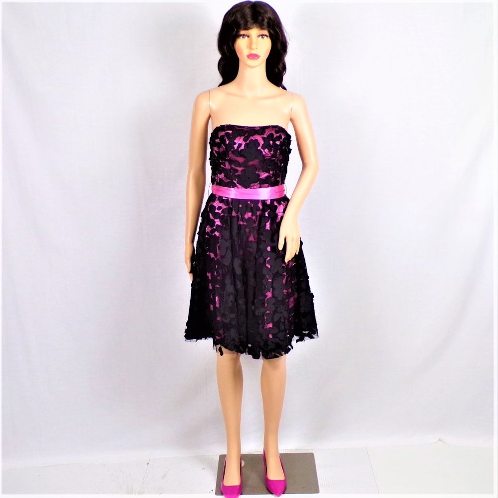 LYNDIA size 2 black/fuchsia OTS backless dress